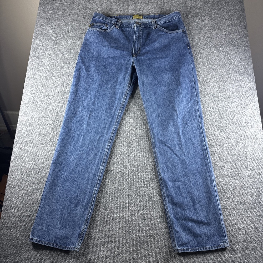 Diamond Gusset Jeans Men 42x36 Blue Straight Relaxed Cotton Stretch Workwear USA
